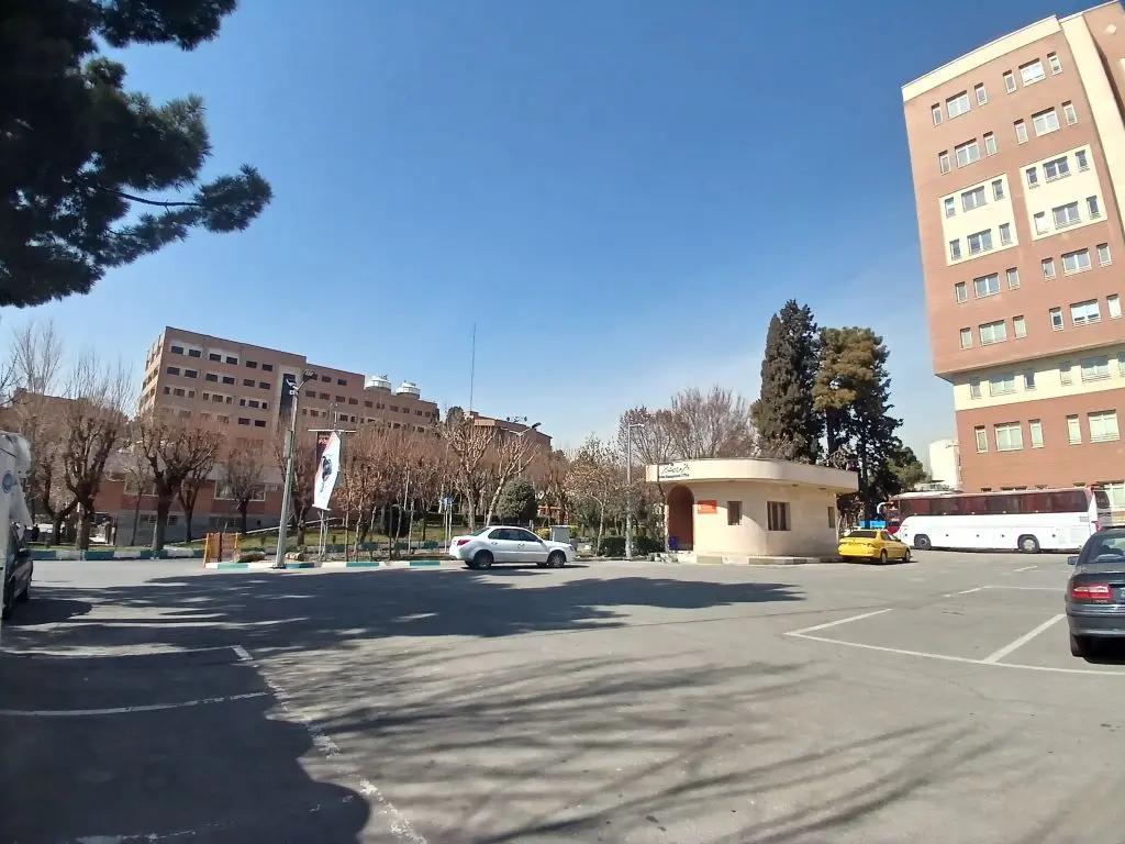 Distant view of a university building at Sharif University of Technology